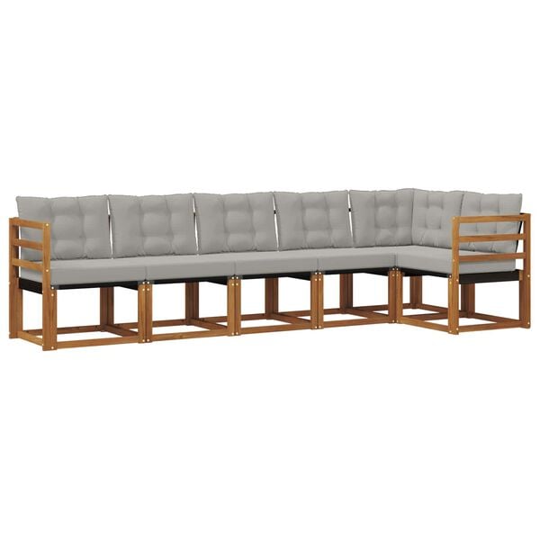 vidaXL Set de canapele de exterior 6 pcs Gri natural și deschis