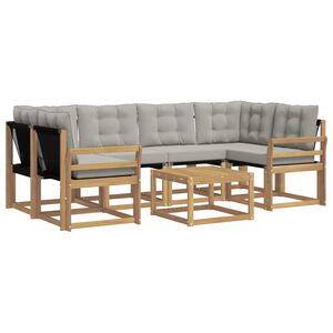 vidaXL Set de canapele de exterior cu pernă 7 pcs Alb și gri deschis