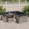 vidaXL Set de canapele pentru grădină cu pernă 9 pcs Gri Poli Rattan