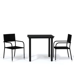 vidaXL Set de mobilier pentru grădină, 3 piese, negru