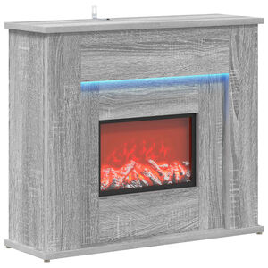vidaXL Șemineu cu bandă LED Sonoma gri 63 x 20 x 54,5 cm