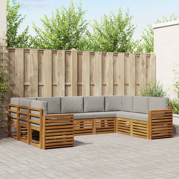 vidaXL Seturi de canapele cu pernă 9 pcs Gri natural și deschis