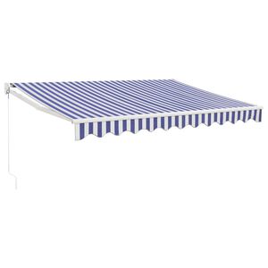 vidaXL Copertină retractabilă albastru/alb, 3x2,5 m, textil/aluminiu