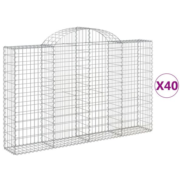 vidaXL Coșuri gabion arcuite 40 buc, 200x30x120/140cm, fier galvanizat