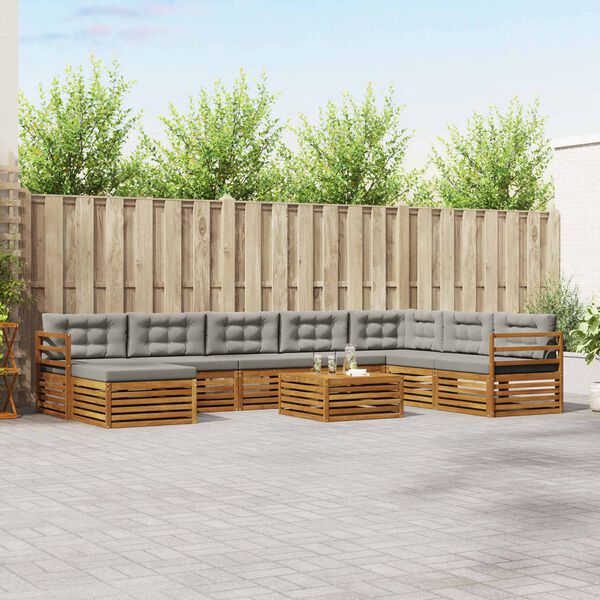 vidaXL Seturi de canapele cu pernă 9 pcs Gri natural și deschis