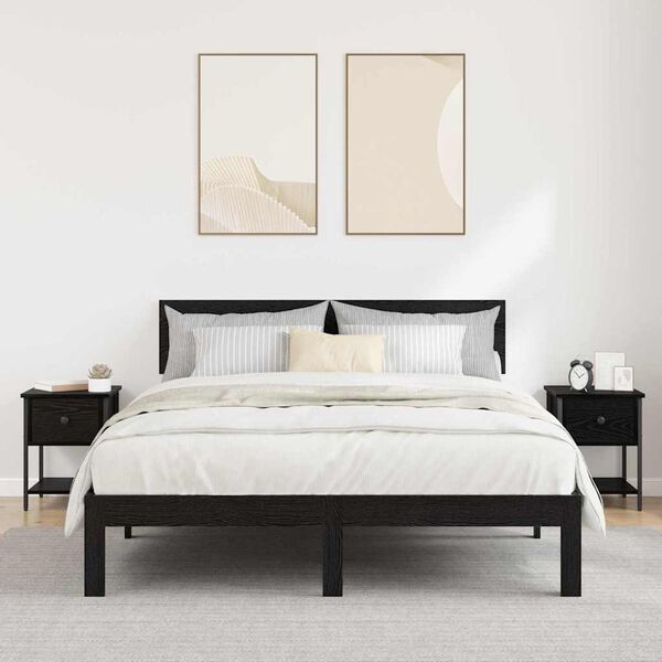 vidaXL Noptieră 2 pcs Stejar Negru 34 x 35,5 x 45 cm Lemn compozit