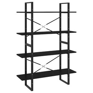 vidaXL Bibliotecă cu 4 rafturi, negru, 100x30x140 cm, PAL