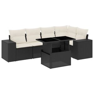 vidaXL Set mobilier de grădină cu perne, 6 piese, negru, poliratan