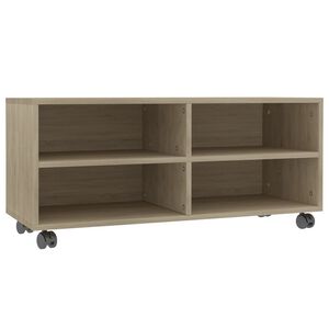 vidaXL Dulap TV cu rotile, stejar sonoma, 90x35x35, lemn prelucrat