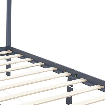 vidaXL Cadru pat cu baldachin, gri, 180 x 200 cm, lemn masiv de pin