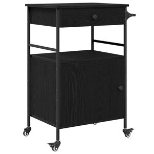vidaXL Troler de Bucătărie Stejar Negru 56 x 43 x 89,5 cm