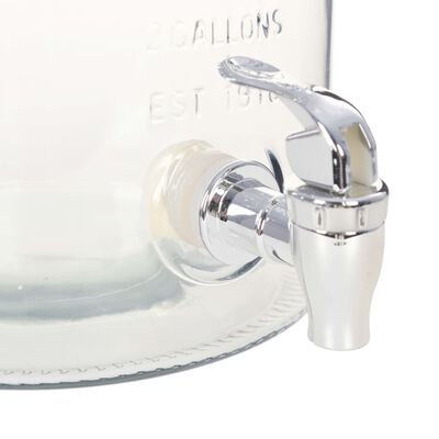 vidaXL Dozator de apă XXL cu robinet, transparent, 8 L, sticlă