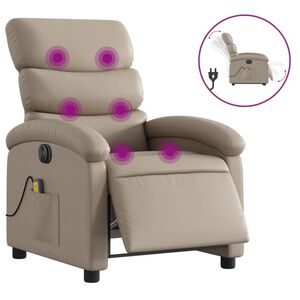 vidaXL Fotoliu electric masaj rabatabil, cappuccino, piele ecologică