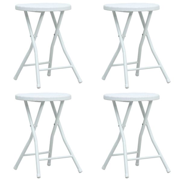 vidaXL Taburete de grădină pliabile, 4 buc., alb, HDPE, aspect ratan