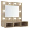 vidaXL Dulap cu oglindă și LED, stejar sonoma, 60x31,5x62 cm