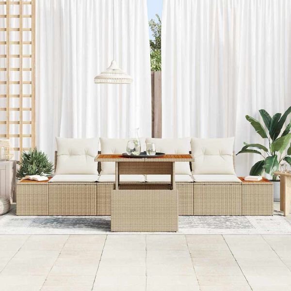 vidaXL Set de canapele pentru grădină 5 pcs Bej Rattan poli