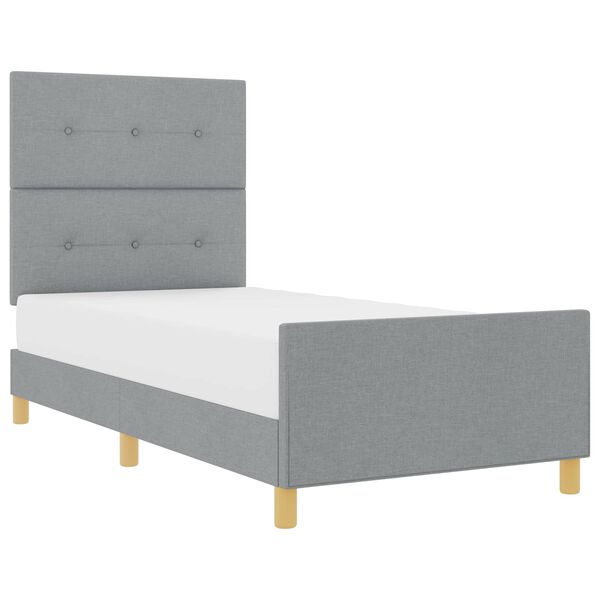 vidaXL Cadru de pat cu headboard Gri deschis 90 x 190 cm țesătură