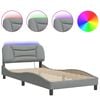 vidaXL Cadru de pat cu LED fără saltea, Hvar, gri deschis, 100x190 cm, textil
