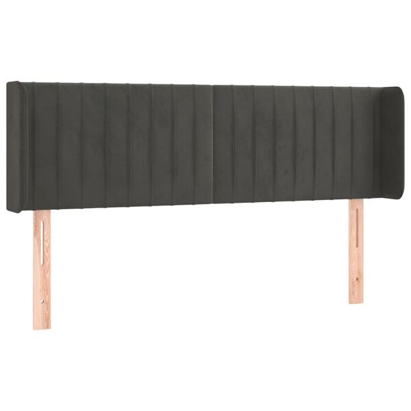 vidaXL Tăblie de pat cu aripioare gri &icirc;nchis 147x16x78/88 cm catifea