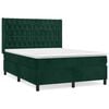 vidaXL Pat box spring cu saltea, verde &icirc;nchis, 140x190 cm, catifea