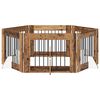 vidaXL Poartă pentru c&acirc;ini cu suporturi 6 pcs Lemn vechi 80 x 60 cm