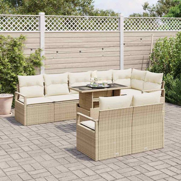 vidaXL Set de canapele pentru grădină 9 pcs Bej Rattan poli