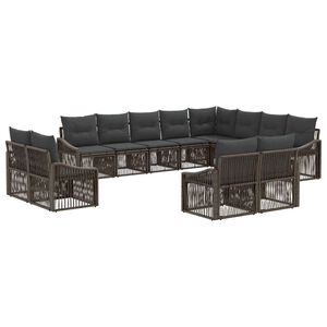 vidaXL Set de canapele pentru grădină 12 pcs Gri poliratan