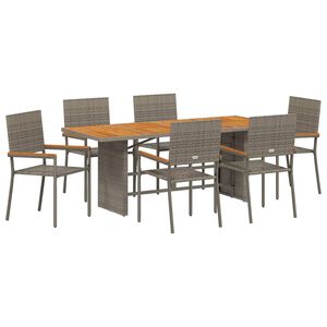 vidaXL Set de masă pentru grădină 7 pcs Gri poliratan