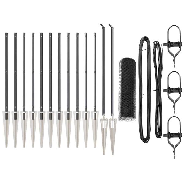 vidaXL Îngrădire cu stâlpi Gri 0.8 x 25 m otel acoperit cu PVC