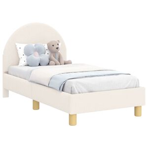 vidaXL Cadru de pat pentru copii cu spătar Crem 70 x 140 cm Boucl&eacute;