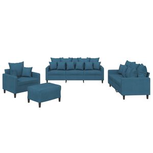 vidaXL Set de canapele cu perne, 4 piese, albastru, catifea