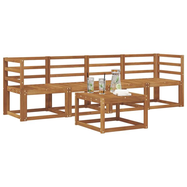 vidaXL Set de canapele de exterior 5 pcs natural Lemn Solid de Acacia