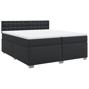 vidaXL Pat box spring cu saltea, negru, 200x200 cm, piele ecologică