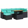vidaXL Set canapele de grădină cu perne, 7 piese, negru, poliratan
