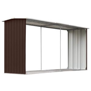 vidaXL Șopron depozitare lemne, maro, 330x92x153 cm, oțel galvanizat