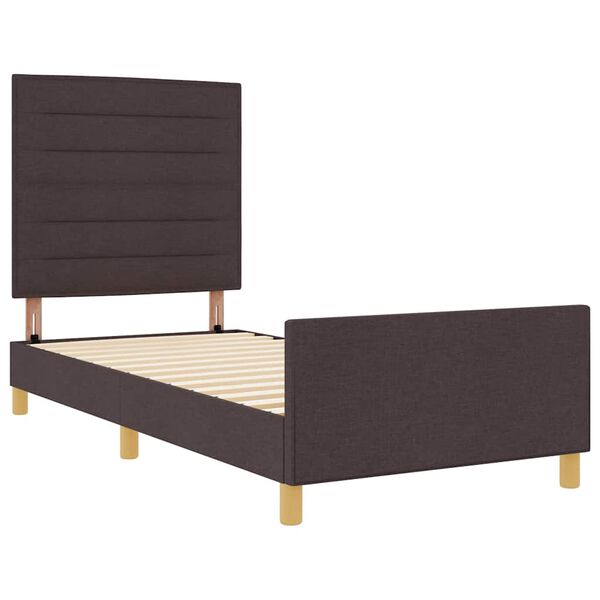 vidaXL Cadru de pat cu headboard Maro &icirc;nchis 80 x 200 cm țesătură