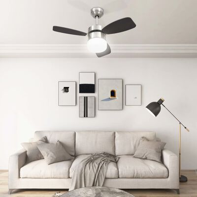 vidaXL Ventilator tavan cu iluminare/telecomandă, maro închis, 76 cm