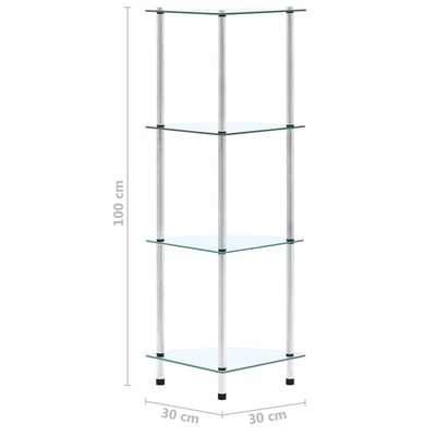 vidaXL Raft cu 4 niveluri transparent, 30x30x100 cm, sticlă securizată