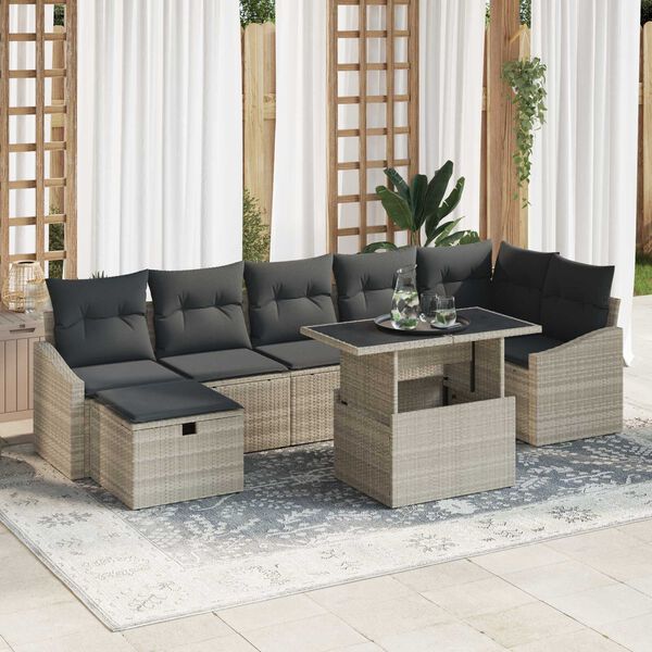 vidaXL Set de canapele pentru grădină 8 pcs Gri deschis Rattan poli
