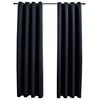 vidaXL Draperii opace cu inele metalice, 2 buc., negru, 140 x 225 cm