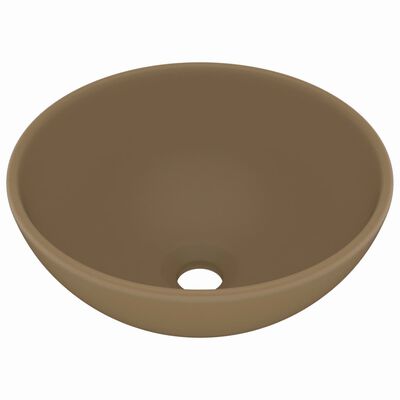 vidaXL Chiuvetă baie lux, crem mat, 32,5x14 cm, ceramică, rotund