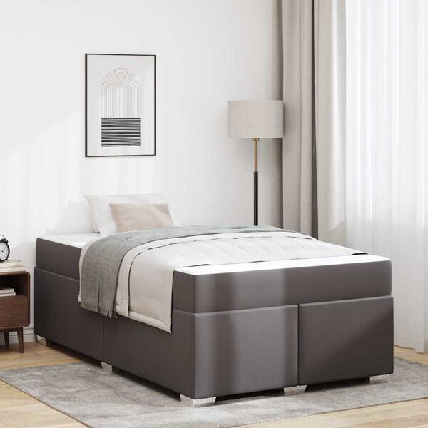 vidaXL Cadru de pat cu saltea Gri 120 x 200 cm țesătură