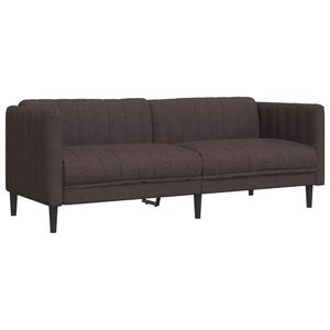 vidaXL Canapea cu 3 locuri, maro &icirc;nchis, material textil