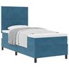 vidaXL Pat cu arcuri cu headboard Albastru &icirc;nchis 90 x 200 cm Catifea