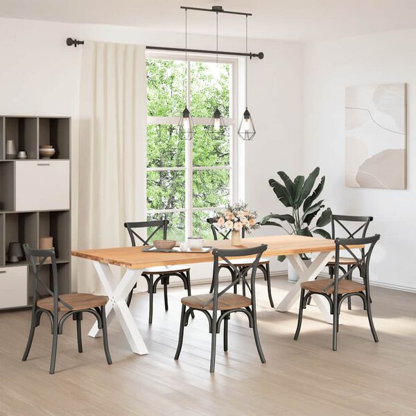 vidaXL Picioare de masă &icirc;n formă de X, 2 buc., alb, 90x(72-73) cm, oțel