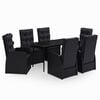 vidaXL Set de masă pentru grădină, 7 piese, cu perne, negru
