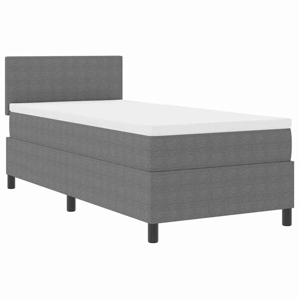 vidaXL Pat cu arcuri cu headboard Gri deschis și alb. 100 x 200 cm