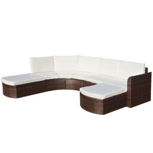 vidaXL Set mobilier de grădină cu perne, 4 piese, maro, poliratan