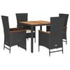 vidaXL Set mobilier de grădină cu perne, 5 piese, negru, poliratan