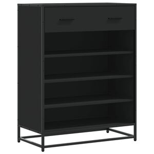 vidaXL Pantofar, negru, 75x38x97,5 cm, lemn prelucrat/metal